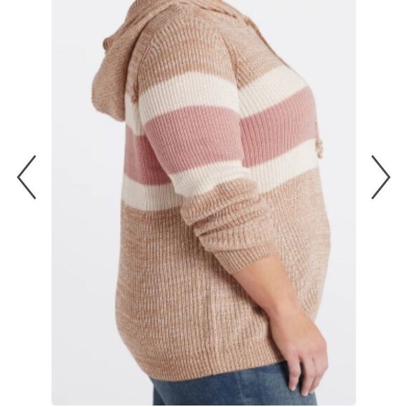 LETY & ME Adina Colorblock Hooded Pullover beige 1X NWT stitch fix - Picture 2 of 6